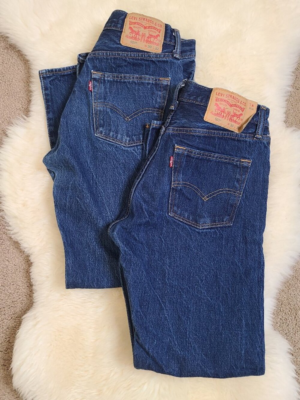 Levi's Classic 501 Button Fly Blue Straight Jeans - TWO Pairs - 30 X 32